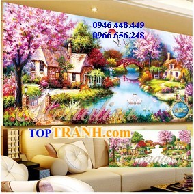 Tranh gắn đá ngôi nhà hạnh phúc